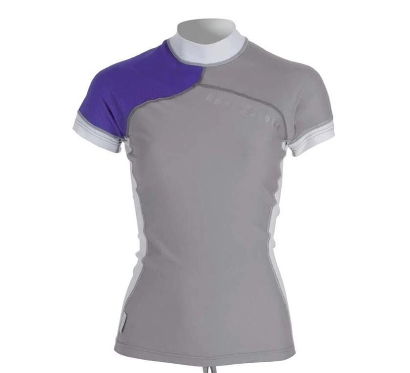 Aqua Lung Top Lycra Gri/Lila Kısa Kol Kadın S - GRİ/MAVİ